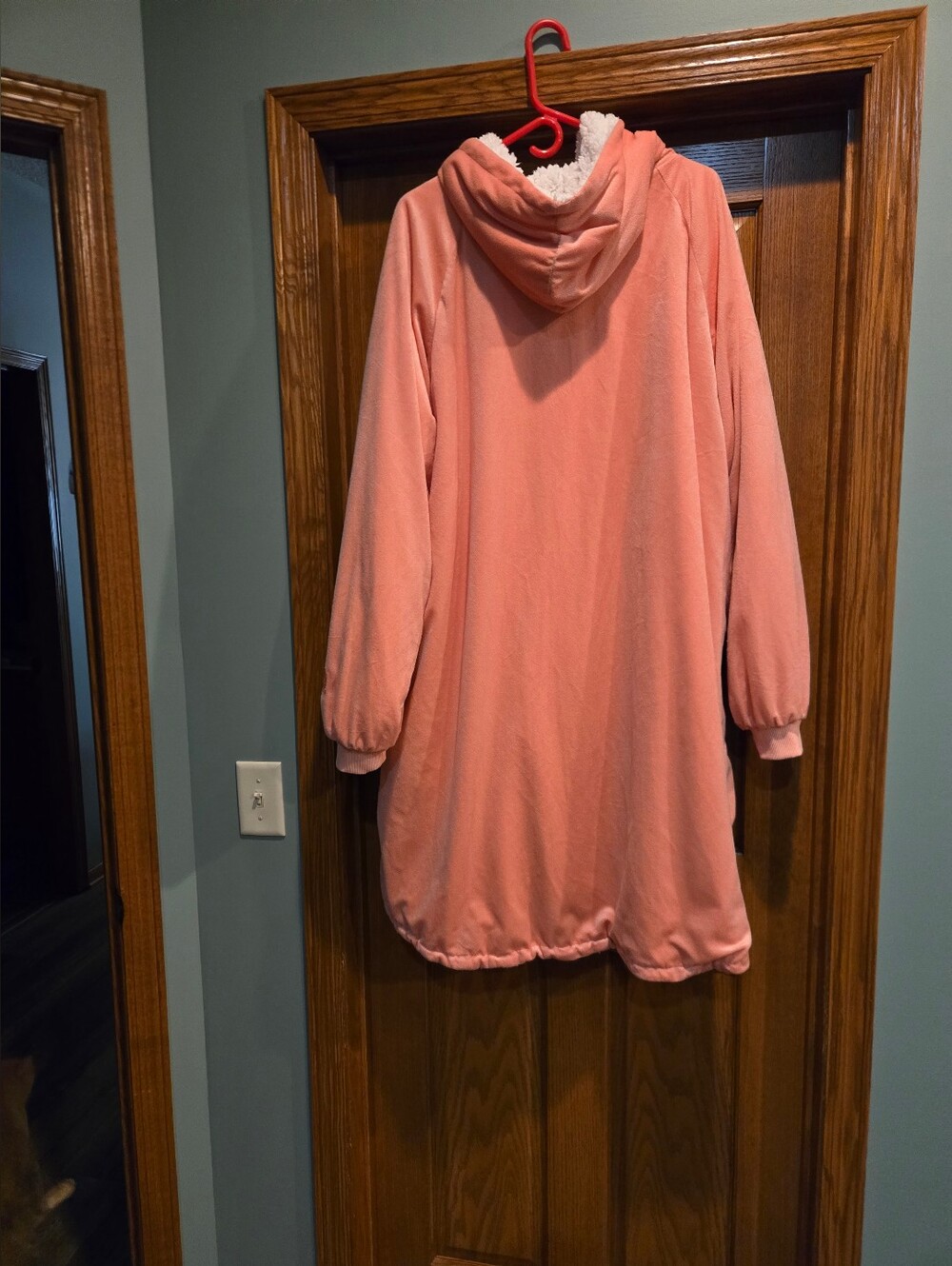 Plush Hooded Lounge Poncho in Soft Pink - Picture 13 of 16
